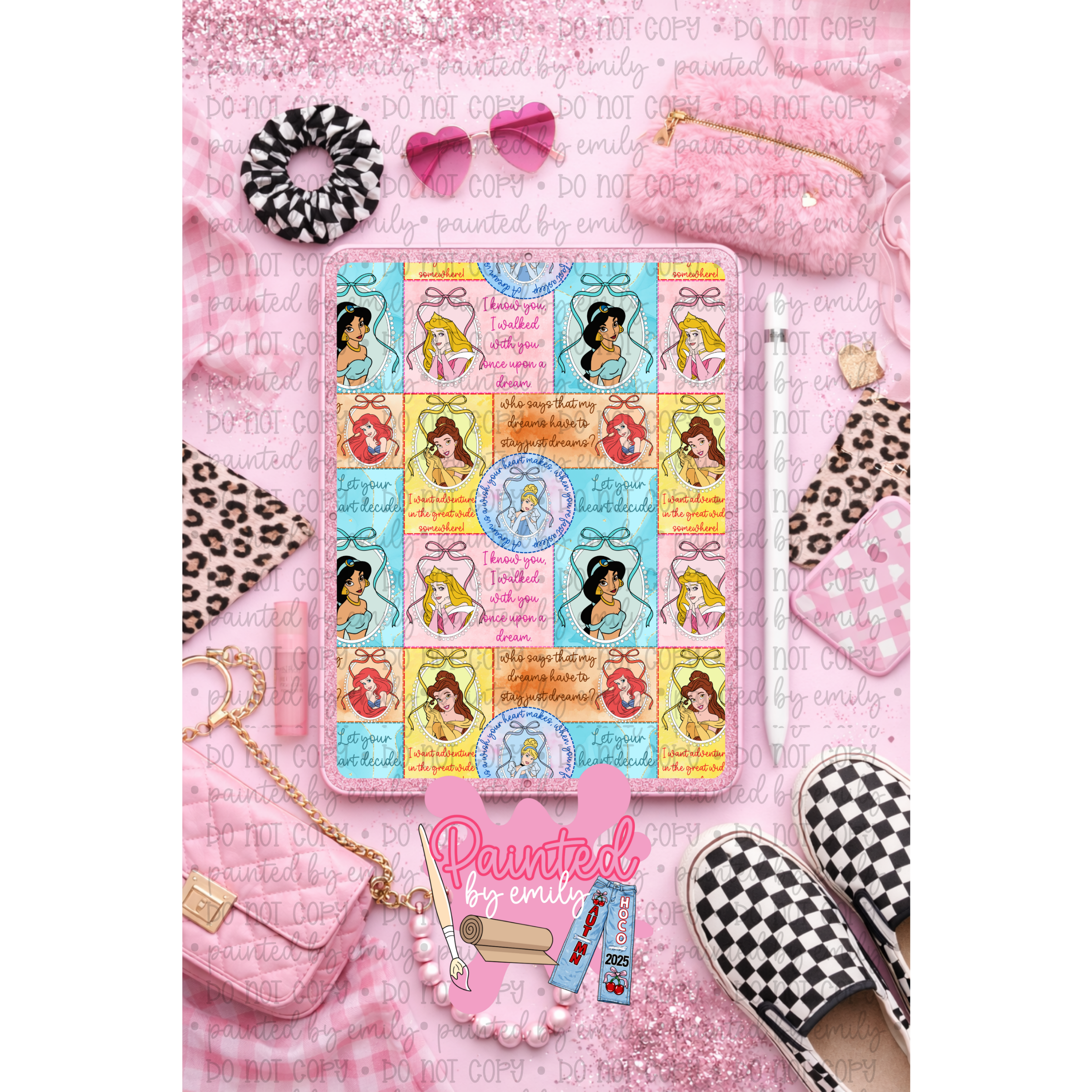 Watercolor Quote Patchwork Seamless Pattern