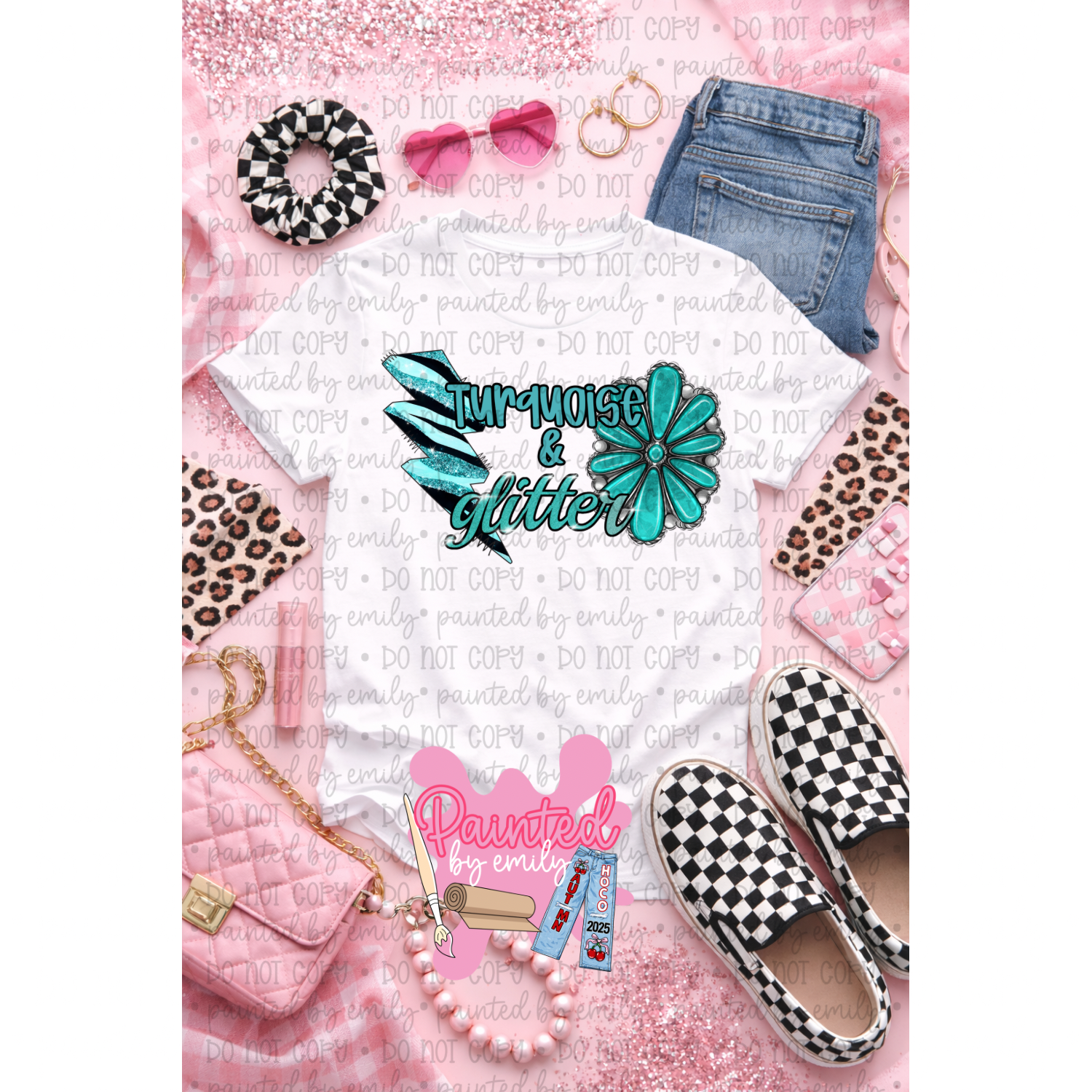 Turquoise & Glitter PNG