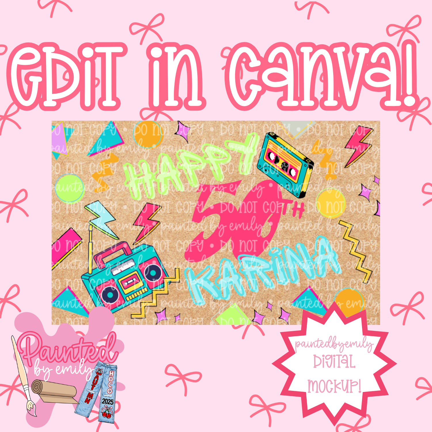 90’s Themed Birthday Banner Template