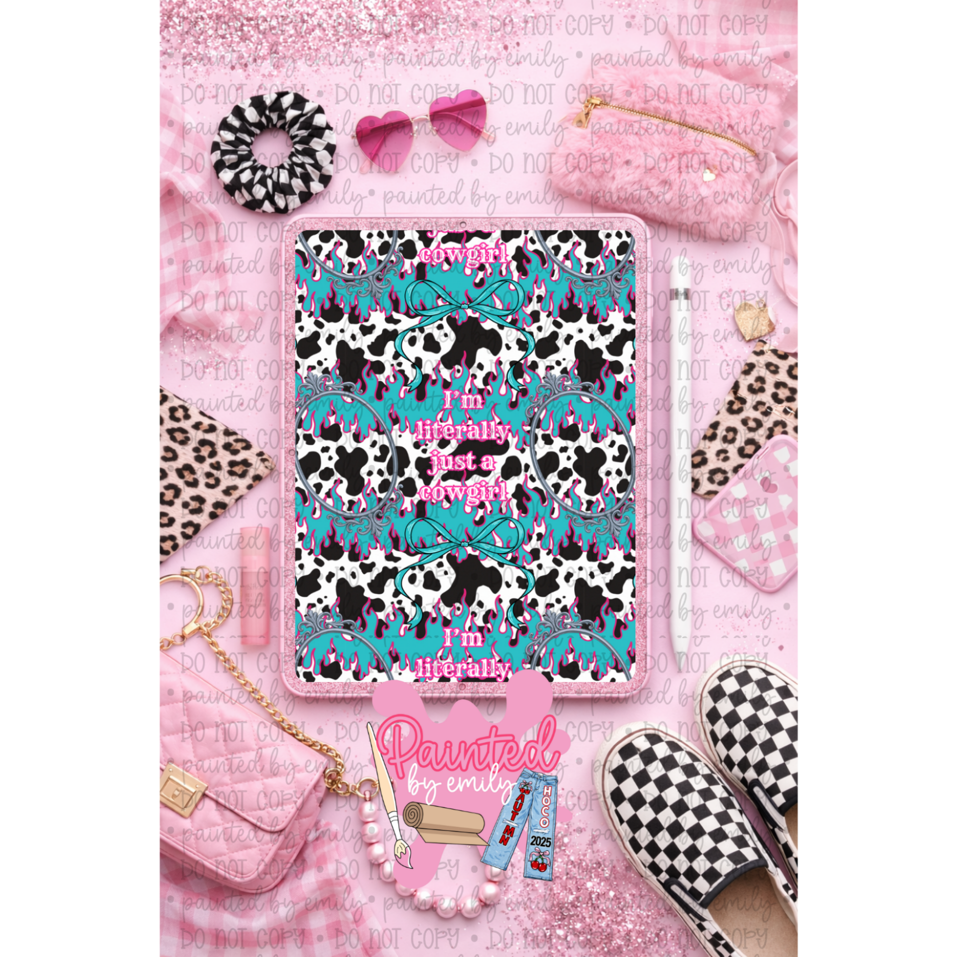 Turquoise Just A Cowgirl Seamless